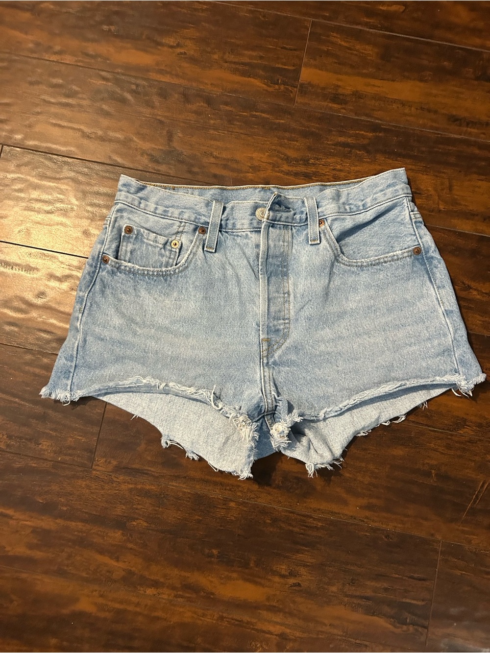 Levi's Light Blue Distressed Denim Cutoff Shorts